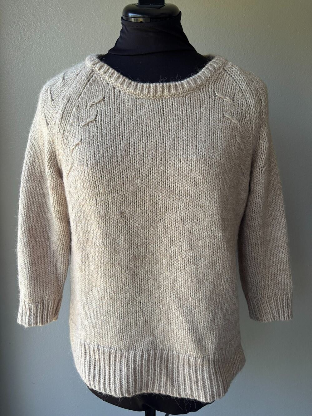 Ann Taylor Oatmeal Cotton Alpaca Wool Blend Raglan Sleeve Sweater – Medium